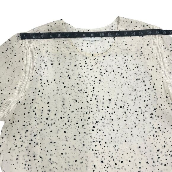 IRO Silk Medium Blouse Women's Sz 4-6 White w Black Abstract Dots Gwen Size 36 F - Picture 11 of 14